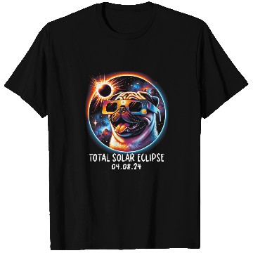 Discover Pug Pet Solar Eclipse Pug Wearing Glasses Pet April 8 2024 T-Shirts