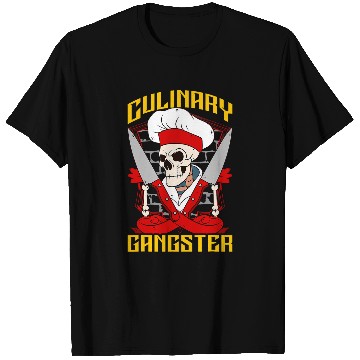 Discover Culinary Gangster Chef Skull knifes Cooking Pro T-Shirts