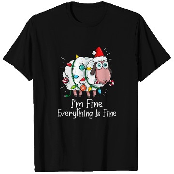 Discover Sheep Pet xmass Lights Im Fine Everything Is Fine Christmas PJs T-Shirts