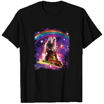 Discover Sloth Pet Space Cat Llama Sloth Riding Taco T-Shirts