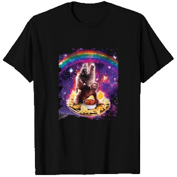 Discover Sloth Pet Space Cat Llama Sloth Riding Nachos T-Shirts