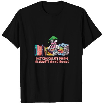 Discover Book Fun Hot Chocolate Warm Blankets Good Books Reading Bookworm 1 T-Shirts