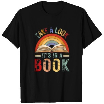 Discover Book Fun Cool Rainbow Reading Take A Look Its In A Book Retro vintages T-Shirts
