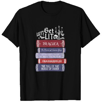 Discover Book Fun Lets Get Lit vintages Horror Book Lovers Bookworm Reading T-Shirts