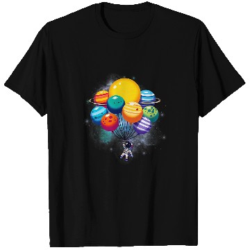 Discover Astronaut Job Child Astronaut Holding Planet Balloons Boys Girls Stem T-Shirts