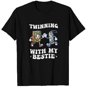 Discover Book Fun Twinning With My bestsie Book and Bookmark Matching Twin Day T-Shirts