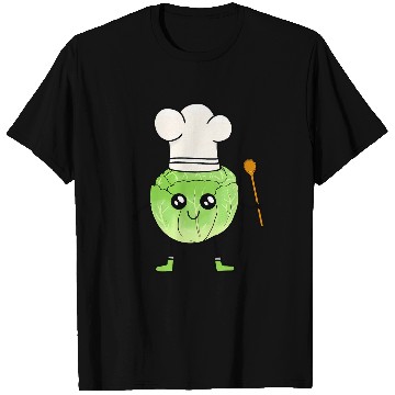 Discover Head of cabbage vegetable cabbage chef chef hat wooden spoon T-Shirts
