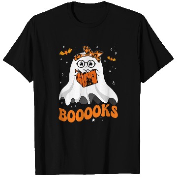 Discover Book Fun Booooks Cute ghosts Reading Library Books Halloween Teacher T-Shirts