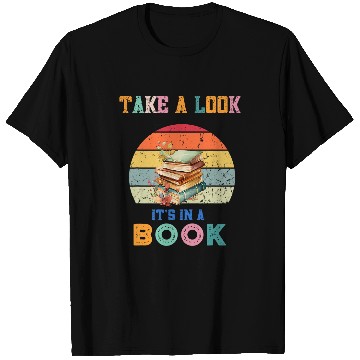 Discover Book Fun Take a look its in a book retro rainbow reading librarian T-Shirts