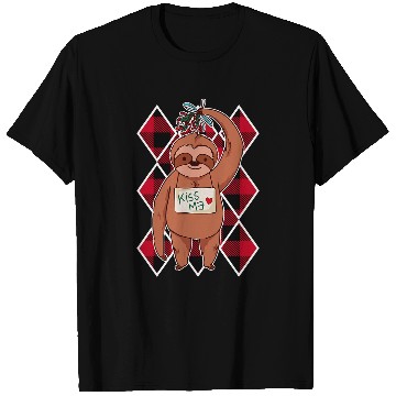 Discover Sloth Pet Christmas Sloth mistletoe red plaid pattern T-Shirts