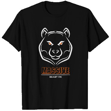 Discover Bear Pet Bear Head Solid Orange Gym Workout Fitness Training Gains T-Shirts