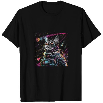 Discover Tabby Space Cat Astronaut Kitty Color Space Design T-Shirts
