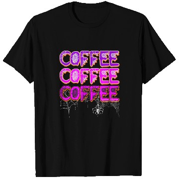 Discover Coffee Fun Halloween Coffee Lover Design Spiders Cobweb Black Widow T-Shirts