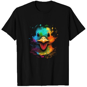 Discover Duck Pet Face Cute Colorful Happy Duckling Animals Black T-Shirts