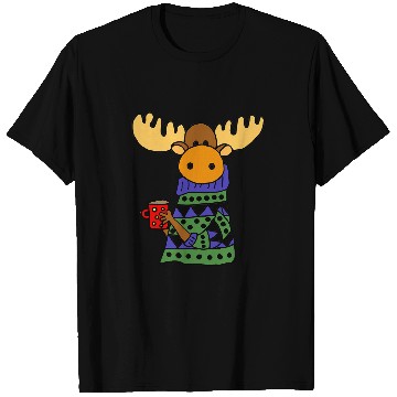 Discover Coffee Fun Smileteesanima Funny Moose Drinking Coffee in Sweater T-Shirts