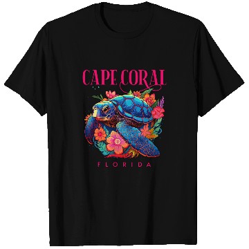 Discover Turtle Pet Cape Coral Florida Floral Beach Turtle Souvenir T-Shirts