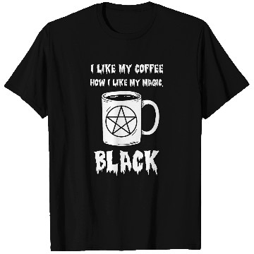 Discover Coffee Fun Trendy Black Magic Coffee Pentacle Cup T-Shirts