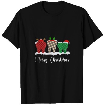 Discover dentists Job Merry Christmas Dental Squad Christmas Dental Red Plaid T-Shirts