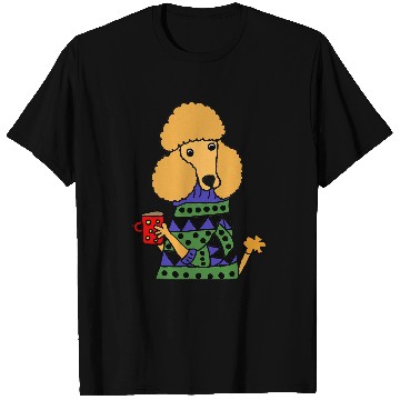 Discover Coffee Fun Smileteespetsa Funny Apricot Poodle Dog Drinking Coffee T-Shirts