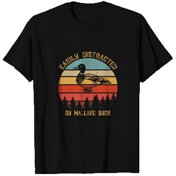 Discover Duck Pet Retro Easily Distracted By Mallard Duck T-Shirts