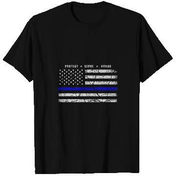 Discover Police Job Law Enforcement Support Thin Blue Line Flag T-Shirts