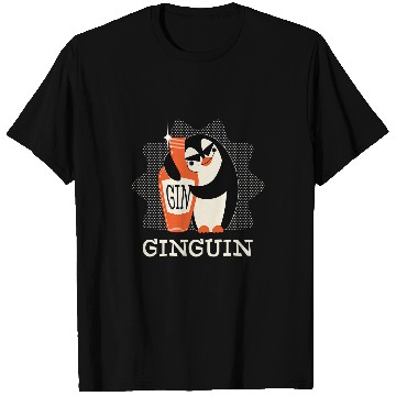 Discover Penguin Pet Ginguin Gin Loving Penguin Funny Animal Design Comedy Bird T-Shirts