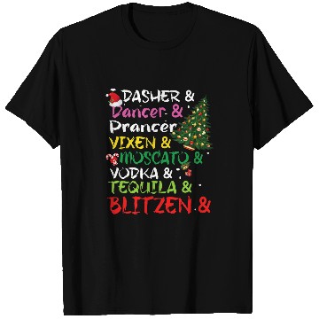 Discover Wines Fun Dasher Dancer Prancer Vixen Moscato Vodka Tequila Blitzen T-Shirts
