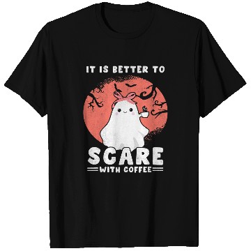 Discover Coffee Fun It Is Better To Scare With Coffee Lover ghosts Halloween 2 T-Shirts
