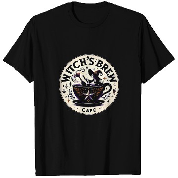 Discover Coffee Fun Salem Witch s Brew Cafe Retro Witchcraft Coffee House Logo T-Shirts