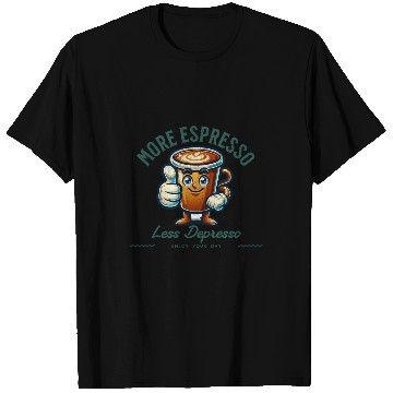 Discover Coffee Fun More Espresso Less Depresso Vibrant Coffee Advocate T-Shirts