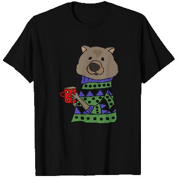Discover Coffee Fun Smileteesanima Funny Wombat Drinking Coffee in Sweater T-Shirts