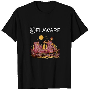 Discover Bear Pet Delaware Funny Canoe Moose Elk Bear Lake Canoeing T-Shirts