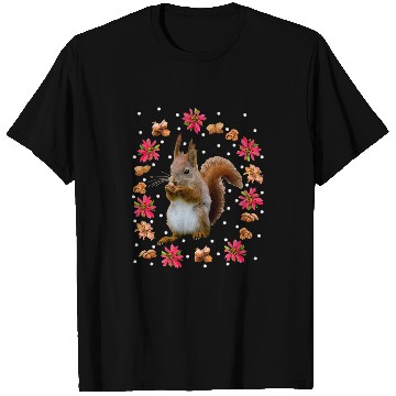 Discover Squirrel Pet with a nut poinsettia hazelnut walnuts christmas T-Shirts