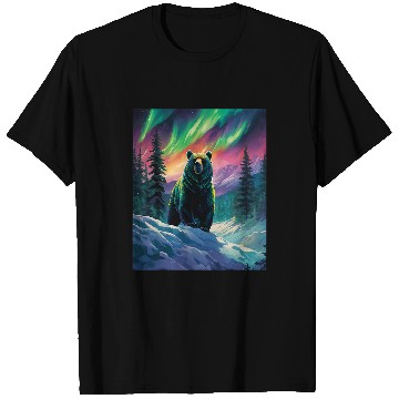 Discover Bear Pet Aurora Wilderness Bear Graphic Northern Lights Wilderness T-Shirts