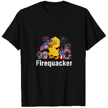 Discover Duck Pet Fourth of July USA Patriotic Firequacker Rubber Duck Funny T-Shirts