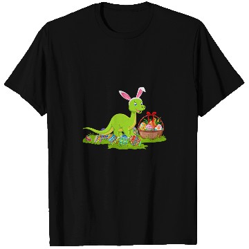 Discover Funny Easter Egg Hunting Bunny Brontosaurus Dinosaur Easter T-Shirts