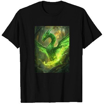 Discover Dragon Pet Mystical Green Dragon in Enchanted Forest T-Shirts