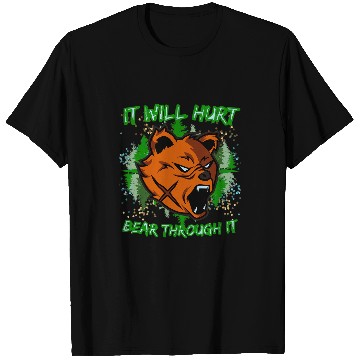 Discover Bear Pet VanMoore Bear Through It Will Hurt Gym Oversized Graphic T-Shirts