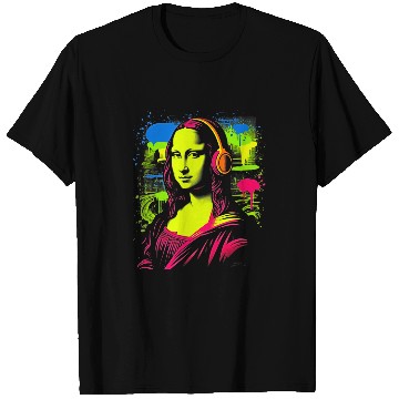 Discover Funny Mona Lisa Cool Retro Y2K EDM Mona Lisa DJ 4 T-Shirts