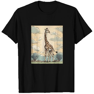Discover Giraffe Pet Horizon Gazer Graceful Giraffe Cartoon Art T-Shirts
