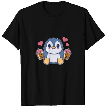Discover Penguin Pet Cute Kawaii Penguin With Bubble Tea Anime Boba Tea T-Shirts