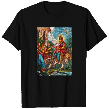Discover Lion Pet Goddess Riding a Lion Hindu Vedic Religious Mythology T-Shirts