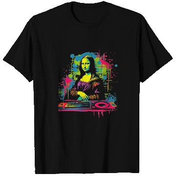 Discover Funny Mona Lisa Cool Retro Y2K EDM Mona Lisa DJ 2 T-Shirts