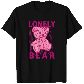 Discover Bear Pet Lonely Bear Pink Stitched Teddy Emotional Art Design T-Shirts