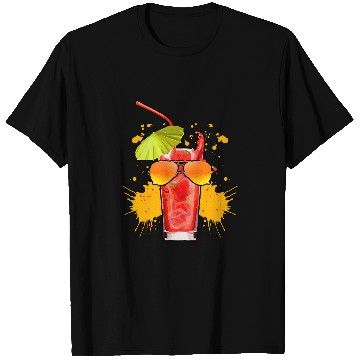Discover Wines Fun Summer Cocktail with Umbrella and Sunglasses Running Holiday T-Shirts