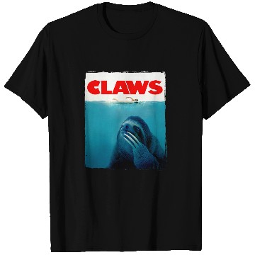 Discover Sloth Pet CLAWS Funny JAWS Parody Cute Sloth Attacking Like A Shark T-Shirts
