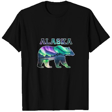 Discover Alaskan Bear Northern Lights Aurora Borealis Nature Sky T-Shirts