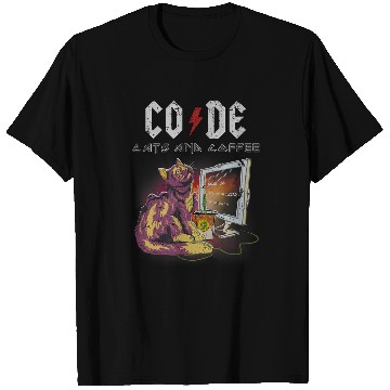 Discover Coffee Fun Cats Code Classic Rock vintages Retro Programming T-Shirts