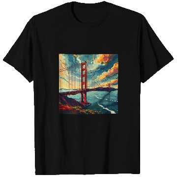 Discover Golden Gate Bridge Sky Colorful Illustration Graphic T-Shirts
