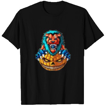 Discover Lion Pet Halloween Lion Spooky With Jack O Lantern Scary Pumpkin T-Shirts